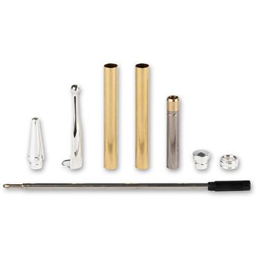WOODTURNING PEN KIT SILVER SLIMLINE 4 RING