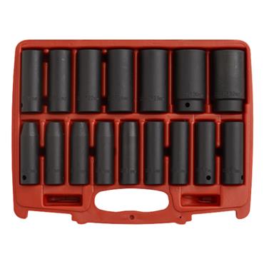 SEALEY DEEP IMPACT SOCKET SET 1/2" MM (16 PC)