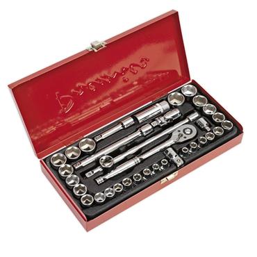 SEALEY SOCKET SET 3/8" DRIVE AF & METRIC 35PC