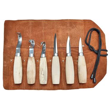 BEBER WHITTLING SET IN LEATHER ROLL 6 PIECE