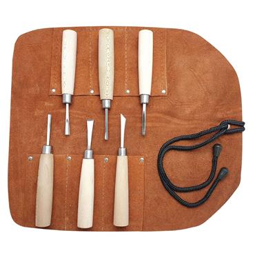 BEBER MINI CARVING SET IN LEATHER ROLL 6 PIECE