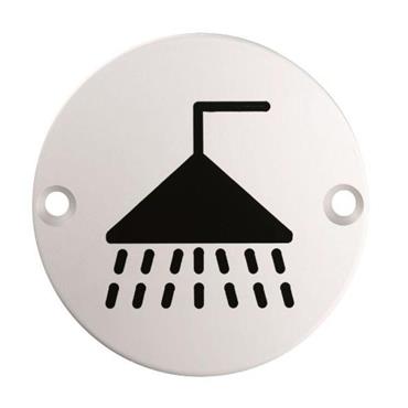 Eurospec SEX1014SSS Round Shower Door Sign ? 76mm Satin Stainless Steel