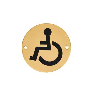 CARLISE BRASS DISABLED SYMBOL PREPACKED 75MM ROUND