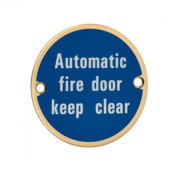 CARLISLE BRASS FIRE DOOR KEEP CLEAR 75MM ROUND