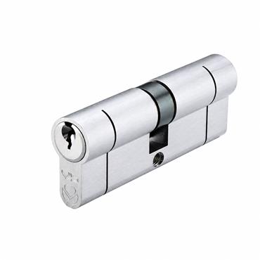 EURO DOUBLE CYLINDER 40/45MM SATIN CHROME VIER