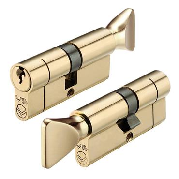 Euro Cylinder & Turn 70mm Brass Polished Vier