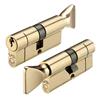 Euro Cylinder & Turn 70mm Brass Polished Vier