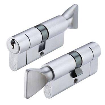 EURO CYLINDER &TURN 80MM SATIN CHROME VIER