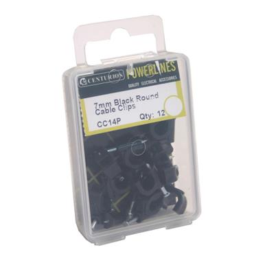 CENTURION CABLE CLIP 7MM (PK 12) BLACK