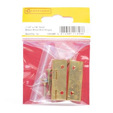 CENTURION BUTT HINGES SOLID BRASS 38x22x1.4 PAIR