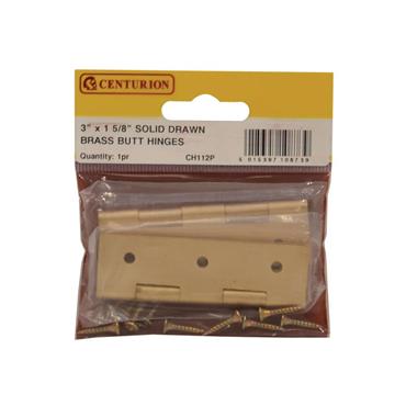 CENTURION BUTT HINGES BRASS 3" (PAIR)