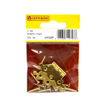 CENTURION BUTTERFLY HINGES 2" BRASSED PAIR