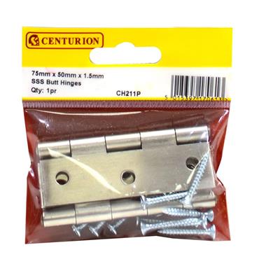 CENTURION BUTT HINGES STAINLESS 3" (PAIR)
