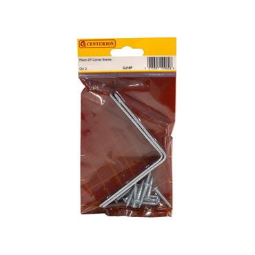 CENTURION CORNER BRACES 75MM (3") ZP PK2