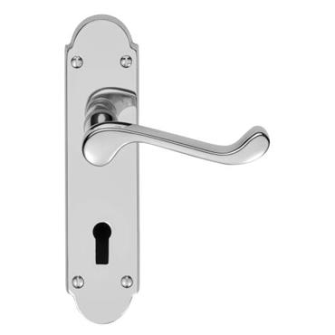 Carlisle Brass Oakley DL168CP/BP Lever Lock Door Handles on Backplate ? Polished Chrome 170 ? 42mm P