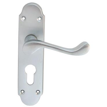 Carlisle Brass Oakley DL168SC/BP Lever Lock Door Handles on Backplate ? Satin Chrome 170 ? 42mm Pair