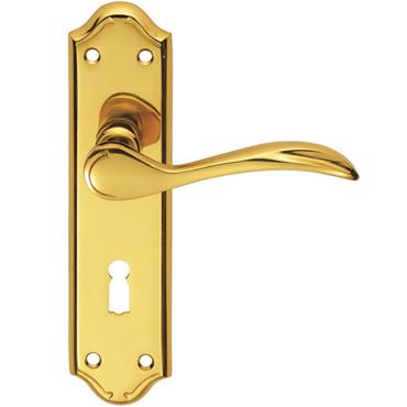 Carlisle Brass Madrid DL190/BP Lever Lock Door Handles on Backplate ? Polished Brass 180 ? 45mm Pair