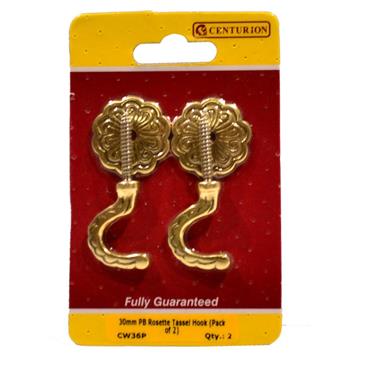 CENTURION TIE BACK HOOKS BRASS PAIR