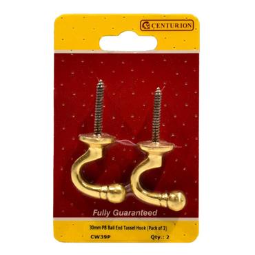 CENTURION TIE BACK HOOKS BRASS BALL END PK2