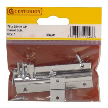 CENTURION BARREL BOLT 75MM CHROME