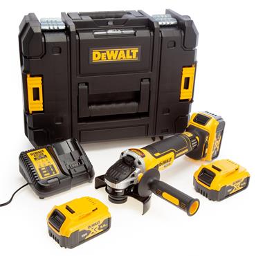 DEWALT BRUSHLESS GRINDER 18V 125MM C/W 3 X 5AH BAT