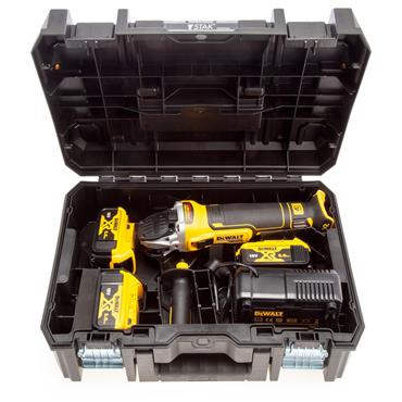 DEWALT BRUSHLESS GRINDER 18V 125MM C/W 3 X 5AH BAT