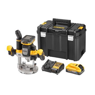 DeWalt DCW620H2 18V XR Cordless Router – 1/2" Collet, 2 x 5.0Ah Powerstack Batteries, TSTAK Kit