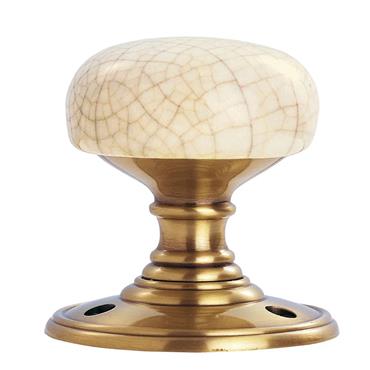 Carlisle Brass Delamain DK341CFB Porcelain Mortice Door Knobs ? Ivory Crackle Glaze & Florentine Bro
