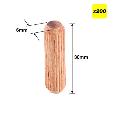 TREND FLUTED DOWELS  6MMX30MM PL200