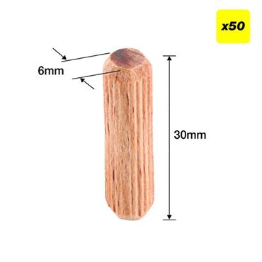 TREND FLUTED DOWELS  6MMX30MM PK50