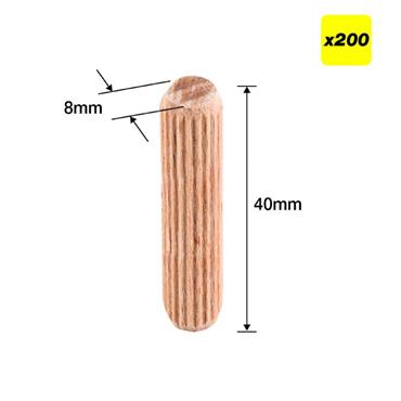 TREND FLUTED DOWELS  8MMX40MM PL200