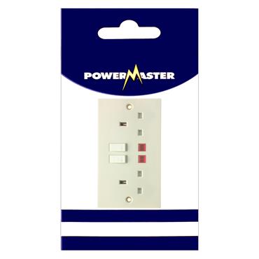 POWERMASTER SOCKET 2 GANG 13 AMP SWITCHED & NEON