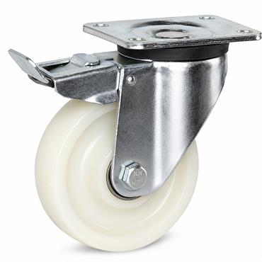 PLATE CASTOR 6" SWIVEL & BRAKE NYLON 780KG/4