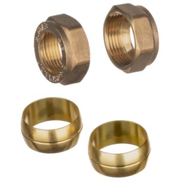 No. 1/2in Brass Compression Nuts & Olives Pk/2