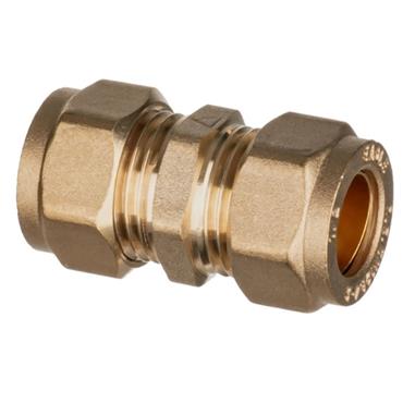 Brass Compression Straight Coupling 15mm x 1/2in