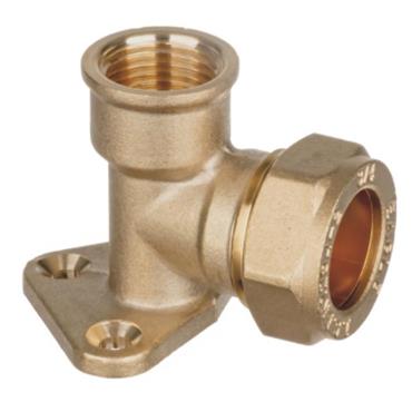 1/2in x 1/2in F.I. Wall Plate Brass Compression Elbow