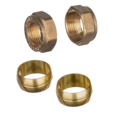 Single 3/4in Brass Compression Nut & Olive