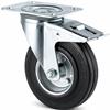 PLATE CASTOR 80MM RUBBER TYRE BRAKE 150KG/4