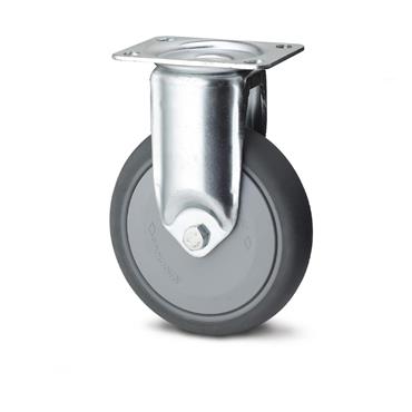 PLATE CASTOR 3" FIXED RUBBER TYRE 150KG/4