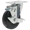 PLATE CASTOR 4"SWIVEL & BRAKE RUBBER TYRE 210KG/4