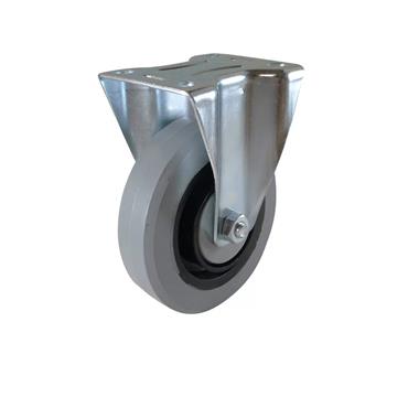 PLATE CASTOR 4" RUBBER TYRE FIXED 210KG/4