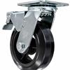PLATE CASTOR 6" SWIVEL&BRAKE RUBBER TYRE 390KG/4
