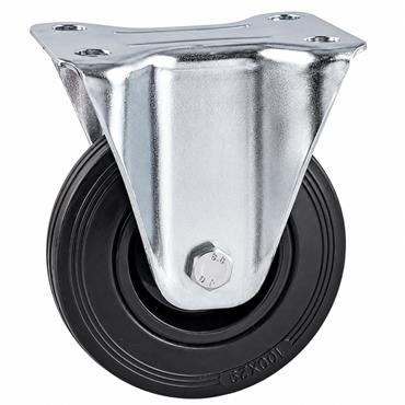 PLATE CASTOR 6" FIXED RUBBER TYRE 390KG/4