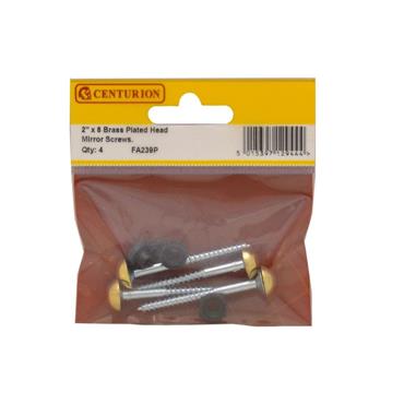CENTURION MIRROR SCREW BRASS 2" X 8 (PK 4)