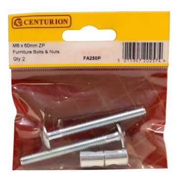 CENTURION FURNITURE BOLTS & NUTS M6X60 PKT2