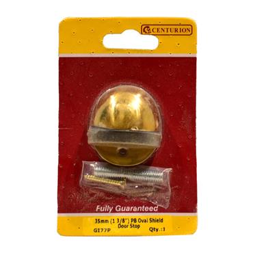 CENTURION SOLID BRASS SHIELD DOOR STOP PB