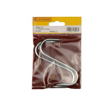 CENTURION 'S' HOOKS 100MM ZP BUTCHERS HOOK 2 pack
