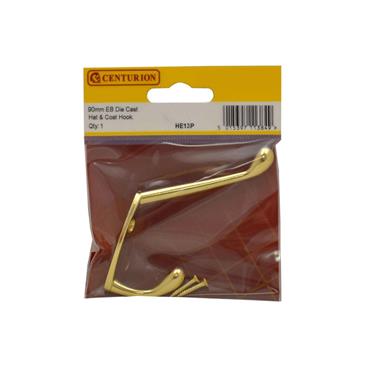 CENTURION DIE CAST HAT & COAT HOOKS 90MM EB