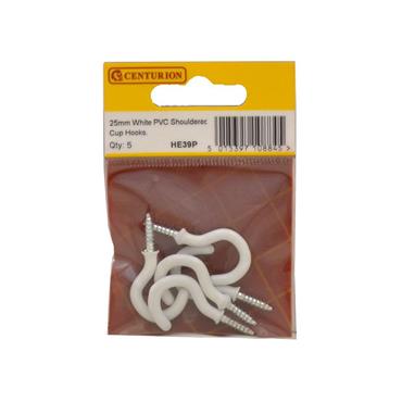 CENTURION WHITE PVC CUP HOOK 1" pk4