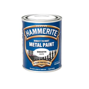 HAMMERITE SMOOTH FINISH WHITE METAL PAINT 250ML